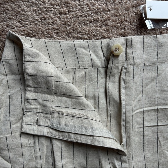 The Workshop Beige Black Pinstriped Front Slit Maxi Skirt NWT Size Large - Picture 5 of 7